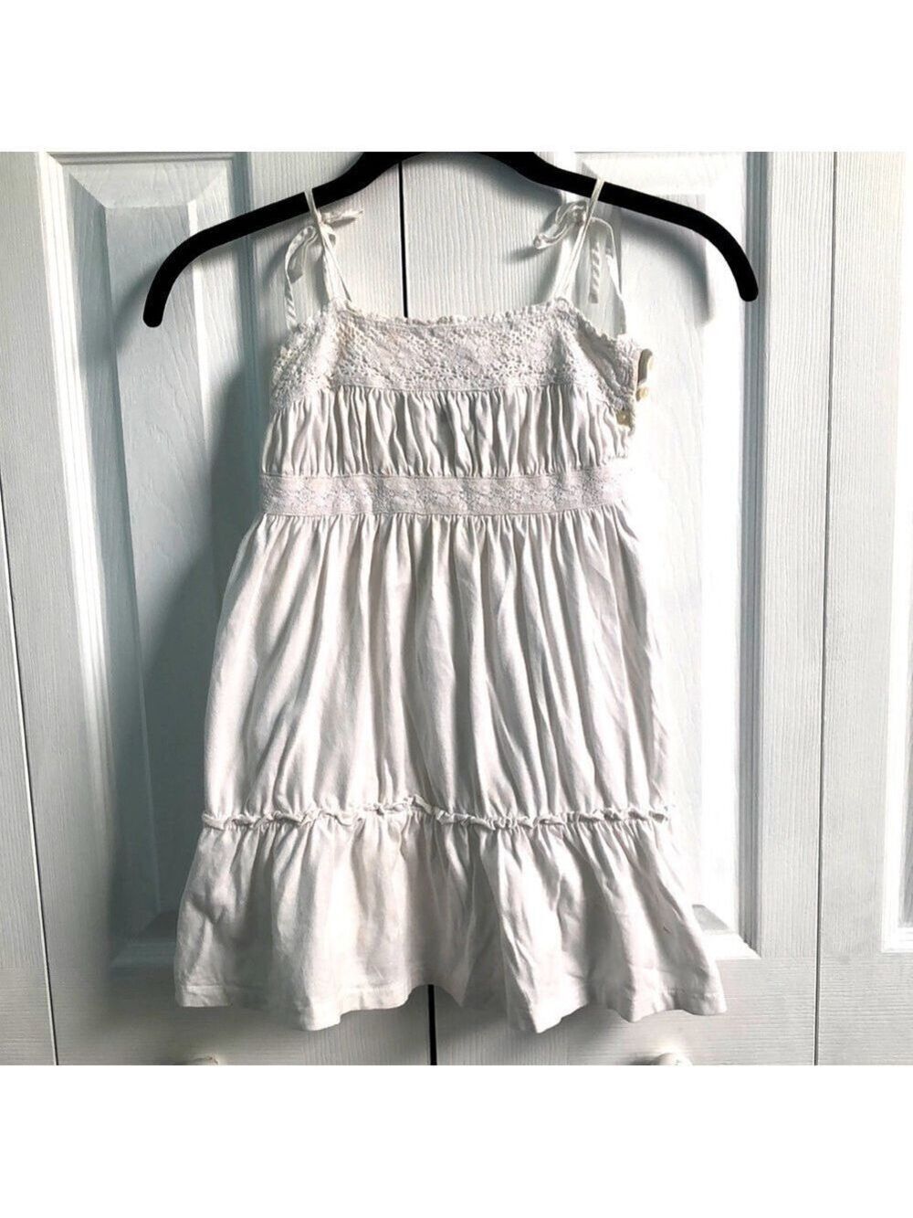 Ralph Lauren Girl's Children's Wear Crochet White Cotton Sundress Size 4/4T